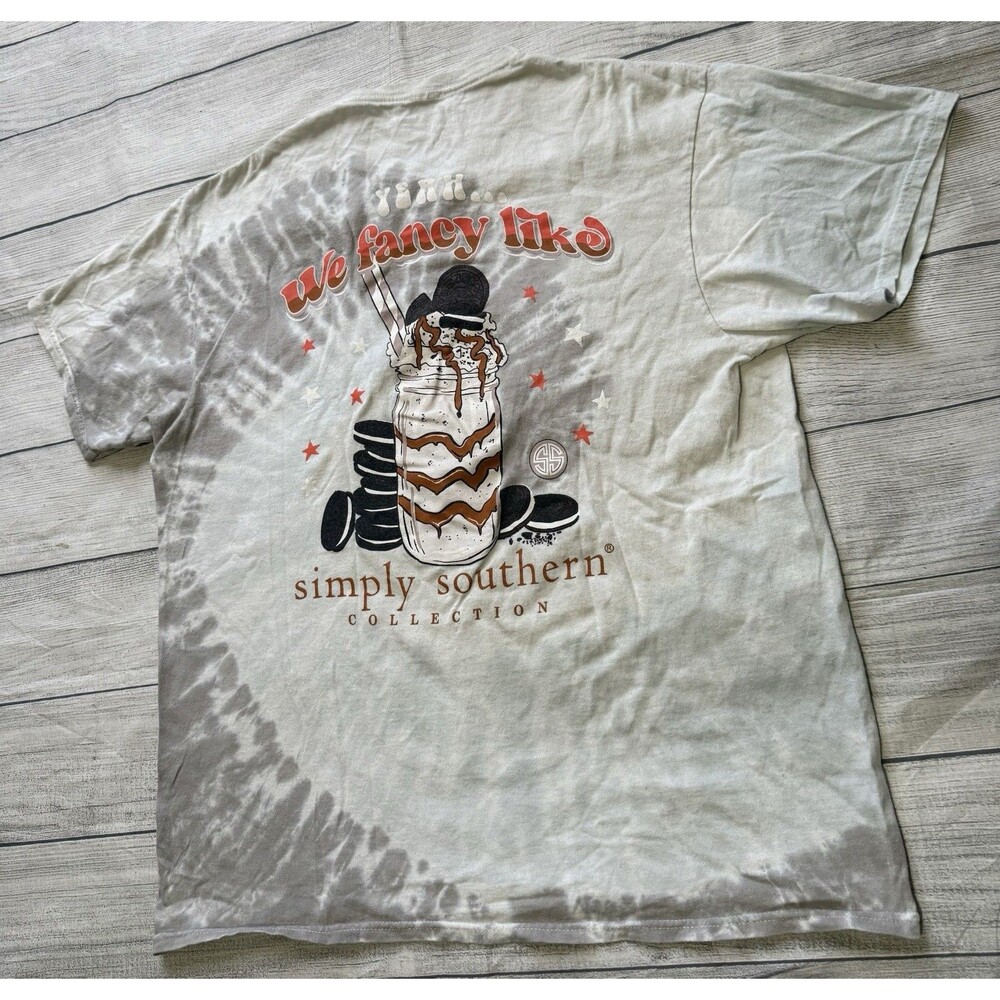 Simply Southern T Shirt We Fancy Oreo Milkshake Tie Dye Size XL